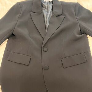 Good American Black Single-Breasted Blazer with Notch Lapel